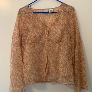 Women's Shear Orange Blouse with Tank Top Insert